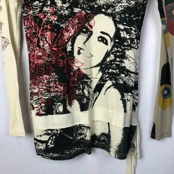 Desigual Abstract Printed Face Back Long Sleeve Tunic XS - Picture 6 of 9